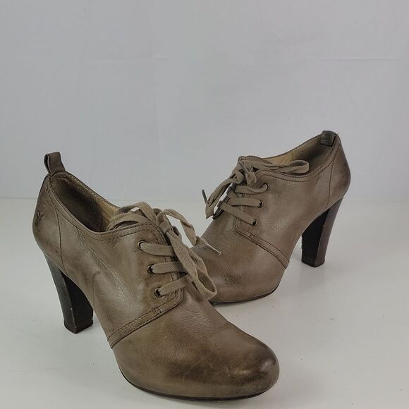 Frye Miranda Lace Leather Heels Distressed Booties - Picture 3 of 16